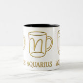Aquarius Gouden Zodiac Design Mok (Center)