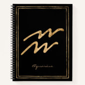 Aquarius hammered gold stylized astrology symbol n notitieboek (Voorkant)