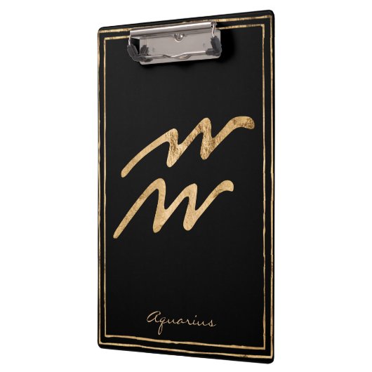 Aquarius hammered goud gestileerde astrologiesymbo klembord (Links)