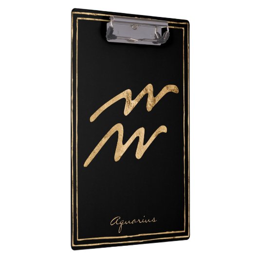 Aquarius hammered goud gestileerde astrologiesymbo klembord (Rechts)