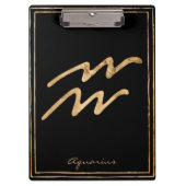 Aquarius hammered goud gestileerde astrologiesymbo klembord (Voorkant)