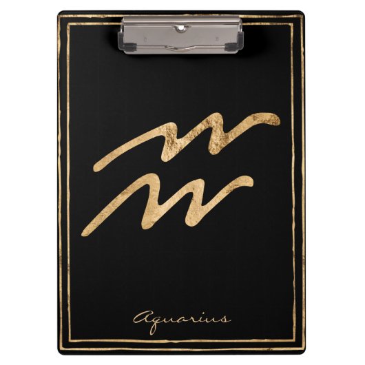 Aquarius hammered goud gestileerde astrologiesymbo klembord (Voorkant)