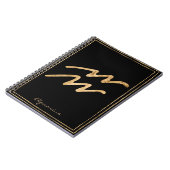 Aquarius hammered goud gestileerde astrologiesymbo notitieboek (Linkerzijde)