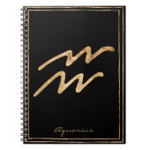 Aquarius hammered goud gestileerde astrologiesymbo notitieboek (Voorkant)