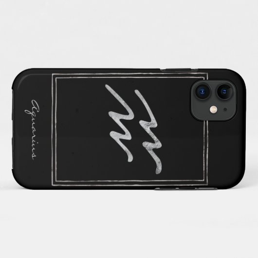 Aquarius hammered zilver gestileerde astrologie zo Case-Mate iPhone case (Achterkant (horizontaal))