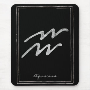 Aquarius hammered zilver gestileerde astrologiesym muismat