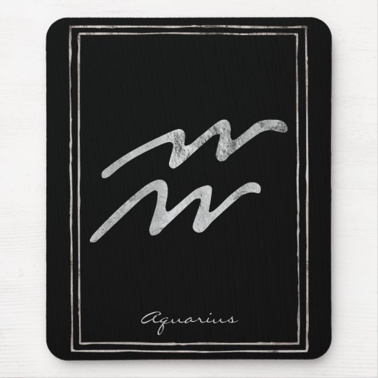 Aquarius hammered zilver gestileerde astrologiesym muismat (Voorkant)