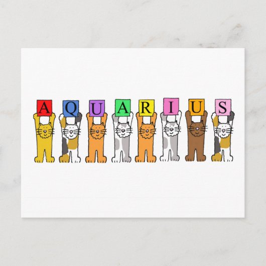 Aquarius Happy Birthday Cartoon Cats Briefkaart (Voorkant)