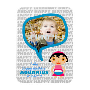 Aquarius Happy Birthday Keepslag voor kinderen Magneet