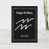 Aquarius Happy Birthday Silver Zodiac-sterbord Kaart (Voorkant)