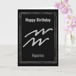 Aquarius Happy Birthday Silver Zodiac-sterbord Kaart