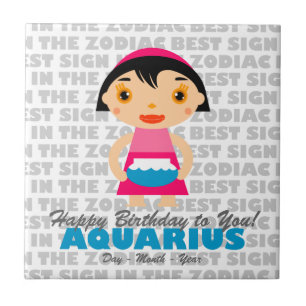 Aquarius Happy Birthday Tegeltje