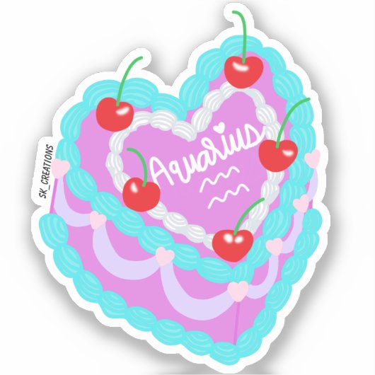 Aquarius Hart Cake Sticker (Voorkant)