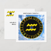 AQUARIUS, heldergeel, aqua blauw, champagne Kaart (Voorkant / Achterkant)