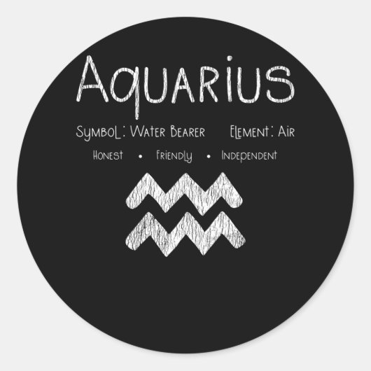 Aquarius Horoscope Astrology Star Sign Birthday Ronde Sticker (Voorkant)