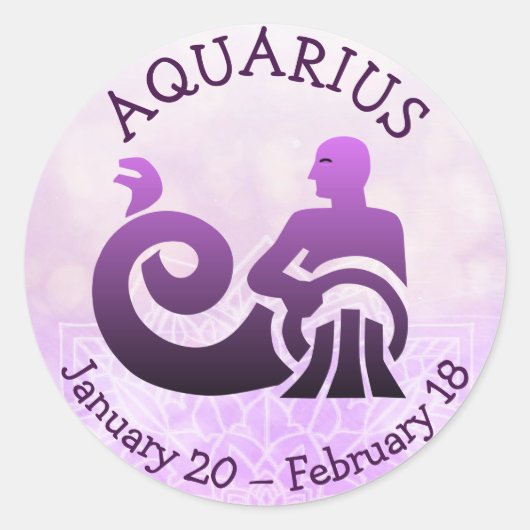 Aquarius Horoscope Astrology Zodiac Sign Ronde Sticker (Voorkant)