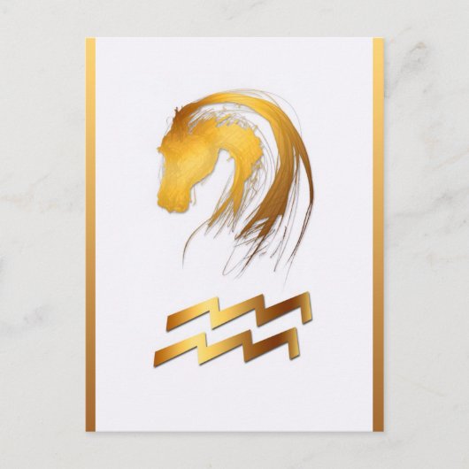 Aquarius Horse Birthday Astrlogy Verticaal Briefka Briefkaart (Voorkant)