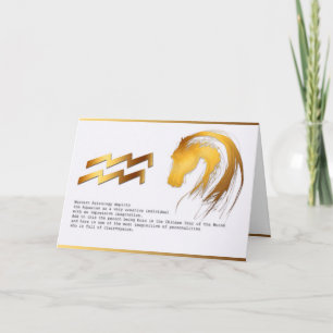 Aquarius Horse Chinese Westerne astrologie Birthda Kaart