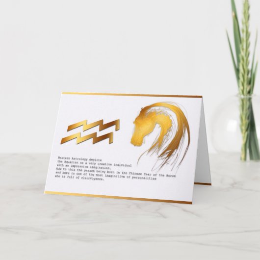 Aquarius Horse Chinese Westerne astrologie Birthda Kaart (Voorkant)