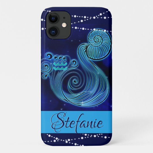 Aquarius in Dark Blue Hoesje-Mate iPhone Case (Achterkant)