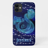 Aquarius in donkerblauw II Case-Mate iPhone Case (Achterkant)