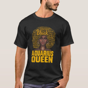 Aquarius Koningin Zwart Vrouw Natuurlijk Haar Afri T-shirt