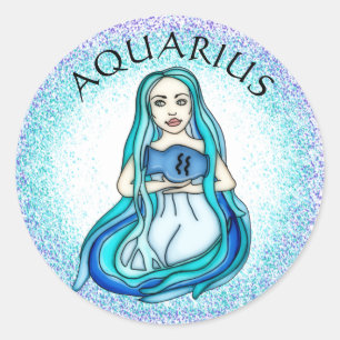 Aquarius Lady met watervaas Ronde Sticker