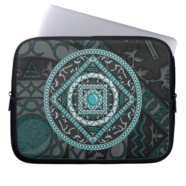 Aquarius Mandala Laptop Hoesje Sleeve (Voorkant)