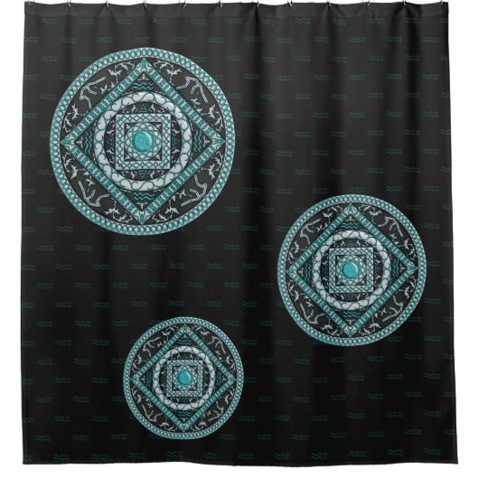 Aquarius Mandala Shower Curtain Douchegordijn (Voorkant)