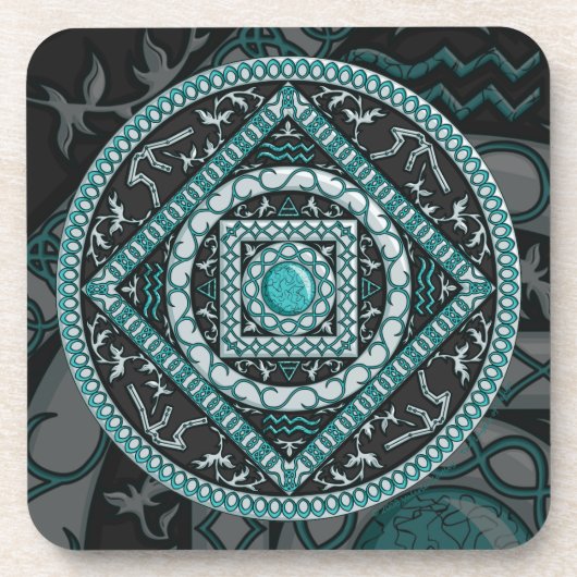 Aquarius Mandala Square Onderzetter (Voorkant)