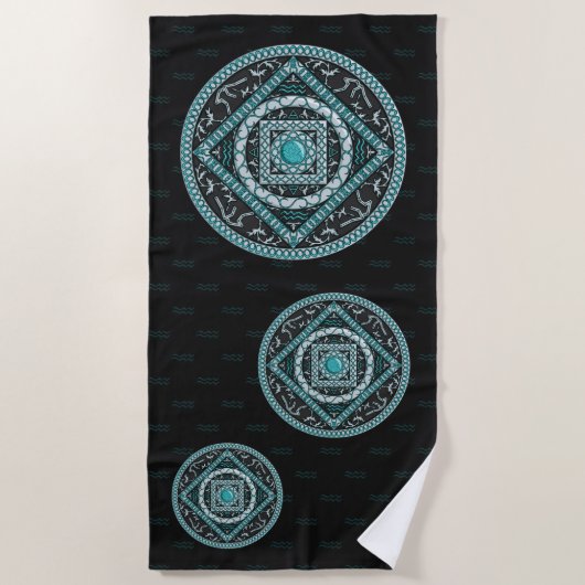 Aquarius Mandala-strandhanddoek Strandlaken (Voorkant)