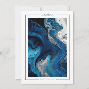 Aquarius Marble Waterverf Zodiac Birthday Kaart
