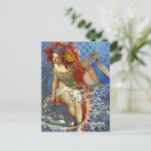 Aquarius Mermaid Gothic Blue Art Briefkaart (Staand voorkant)