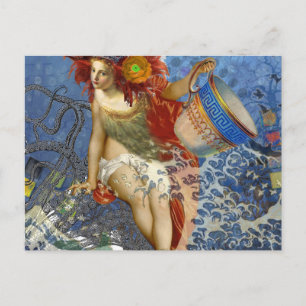 Aquarius Mermaid Gothic Blue Art Briefkaart