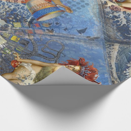 Aquarius Mermaid Gothic Blue Art Cadeaupapier (Hoek)