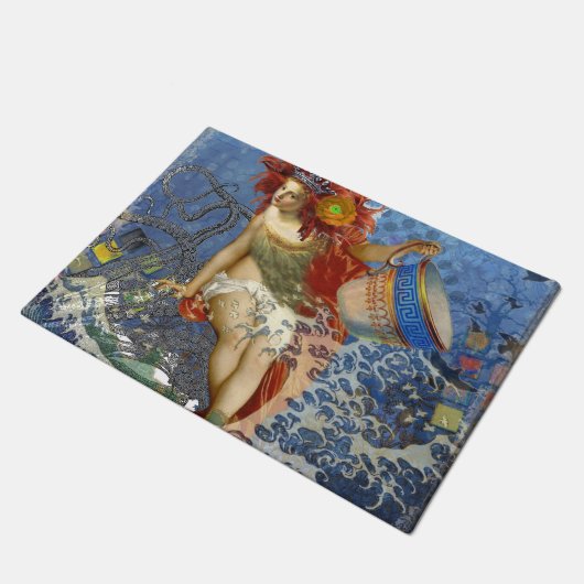 Aquarius Mermaid Gothic Blue Art Deurmat (Schuin)