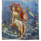 Aquarius Mermaid Gothic Blue Art Douchegordijn (Voorkant)