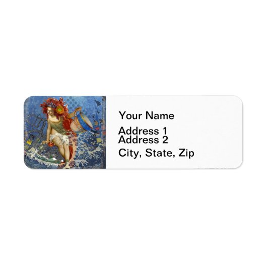 Aquarius Mermaid Gothic Blue Art Etiket (Voorkant)