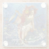 Aquarius Mermaid Gothic Blue Art Glazen Onderzetter (Achterkant)