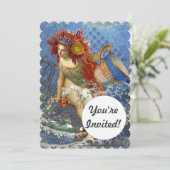 Aquarius Mermaid Gothic Blue Art Kaart (Staand voorkant)