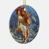 Aquarius Mermaid Gothic Blue Art Keramisch Ornament (Rechts)