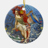 Aquarius Mermaid Gothic Blue Art Keramisch Ornament (Voorkant)