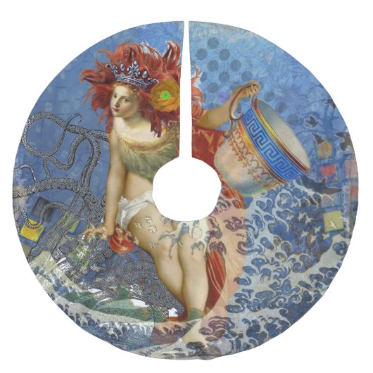 Aquarius Mermaid Gothic Blue Art Kerstboom Rok (Voorkant)