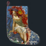 Aquarius Mermaid Gothic Blue Art Kleine Kerstsok<br><div class="desc">Een mooie vrouw die speelt in het zee - Een leuk  zee-zeemeermini is een kunstcollage met antiek afbeeldingen van een mooie vrouw,  een octopus,  een theepot,  en de oceaan. Aquarius is het thema.</div>