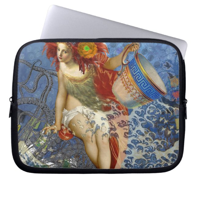 Aquarius Mermaid Gothic Blue Art Laptop Sleeve (Voorkant)