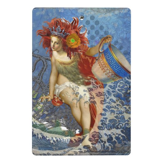 Aquarius Mermaid Gothic Blue Art Mini Klembord (Achterkant)