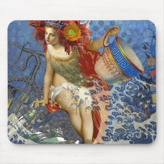 Aquarius Mermaid Gothic Blue Art Muismat (Voorkant)