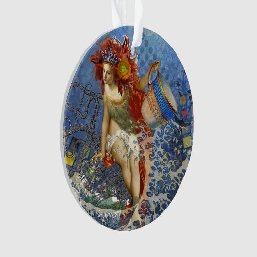 Aquarius Mermaid Gothic Blue Art Ornament (voorkant)