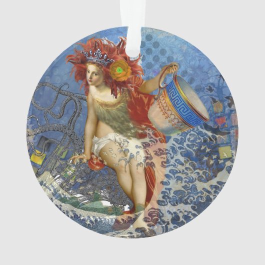 Aquarius Mermaid Gothic Blue Art Ornament (achterkant)