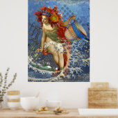 Aquarius Mermaid Gothic Blue Art Poster (Keuken)